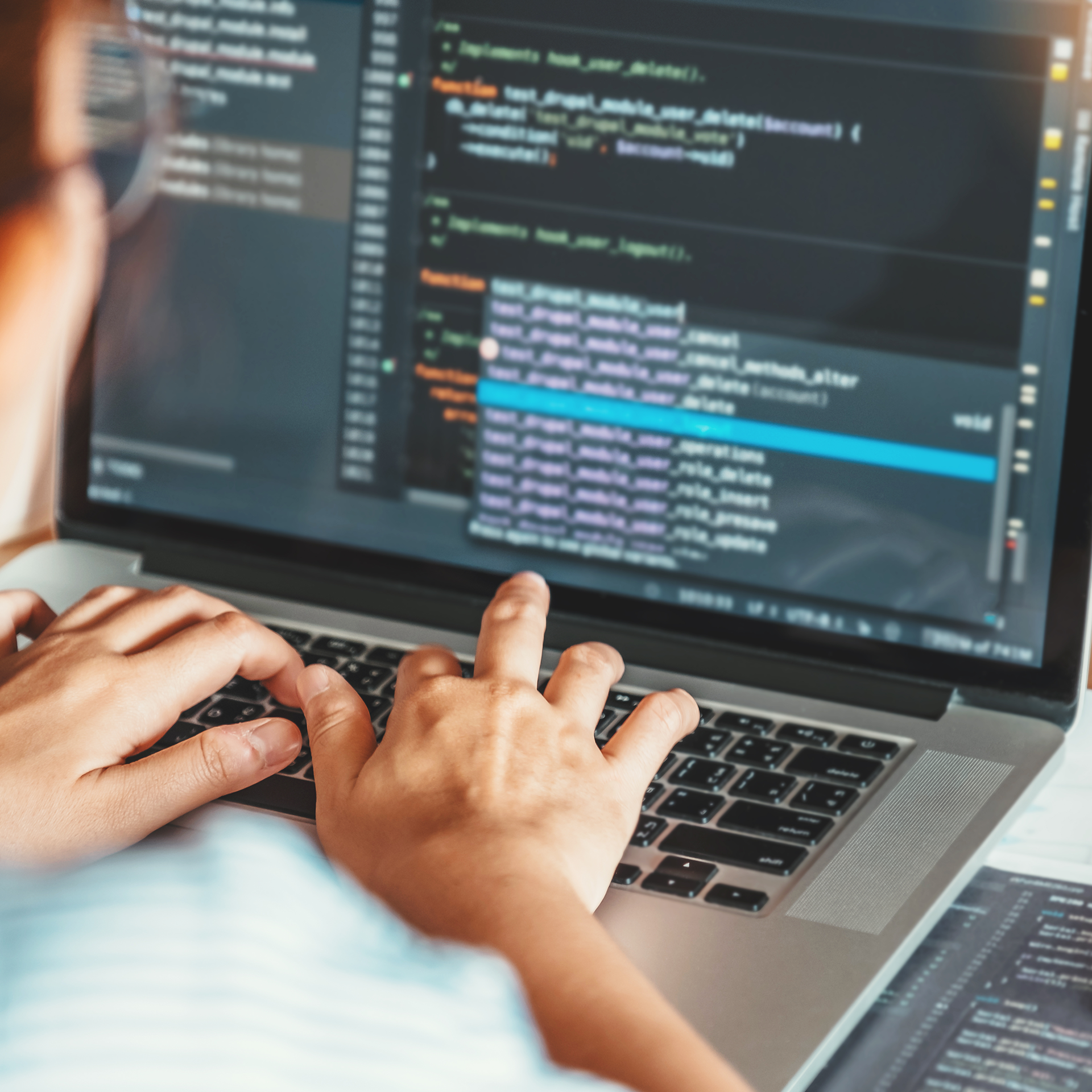 Bespoke software development on a laptop